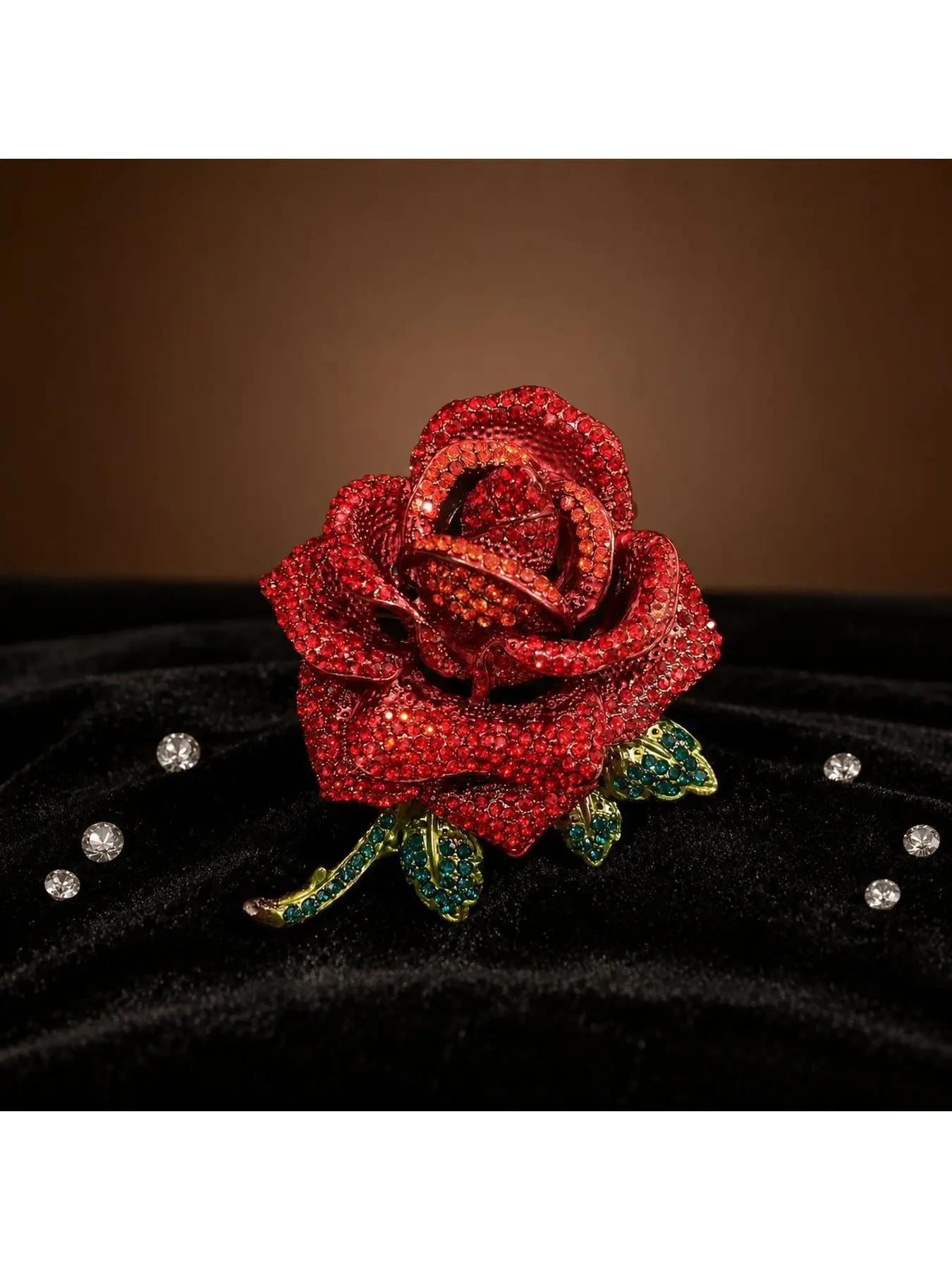 Creative Heavy Craft Rose Brooch, Retro Chinese Style Rhinestone Flower Lapel Pin, Unique Decorative Accessory for Suit & Coat