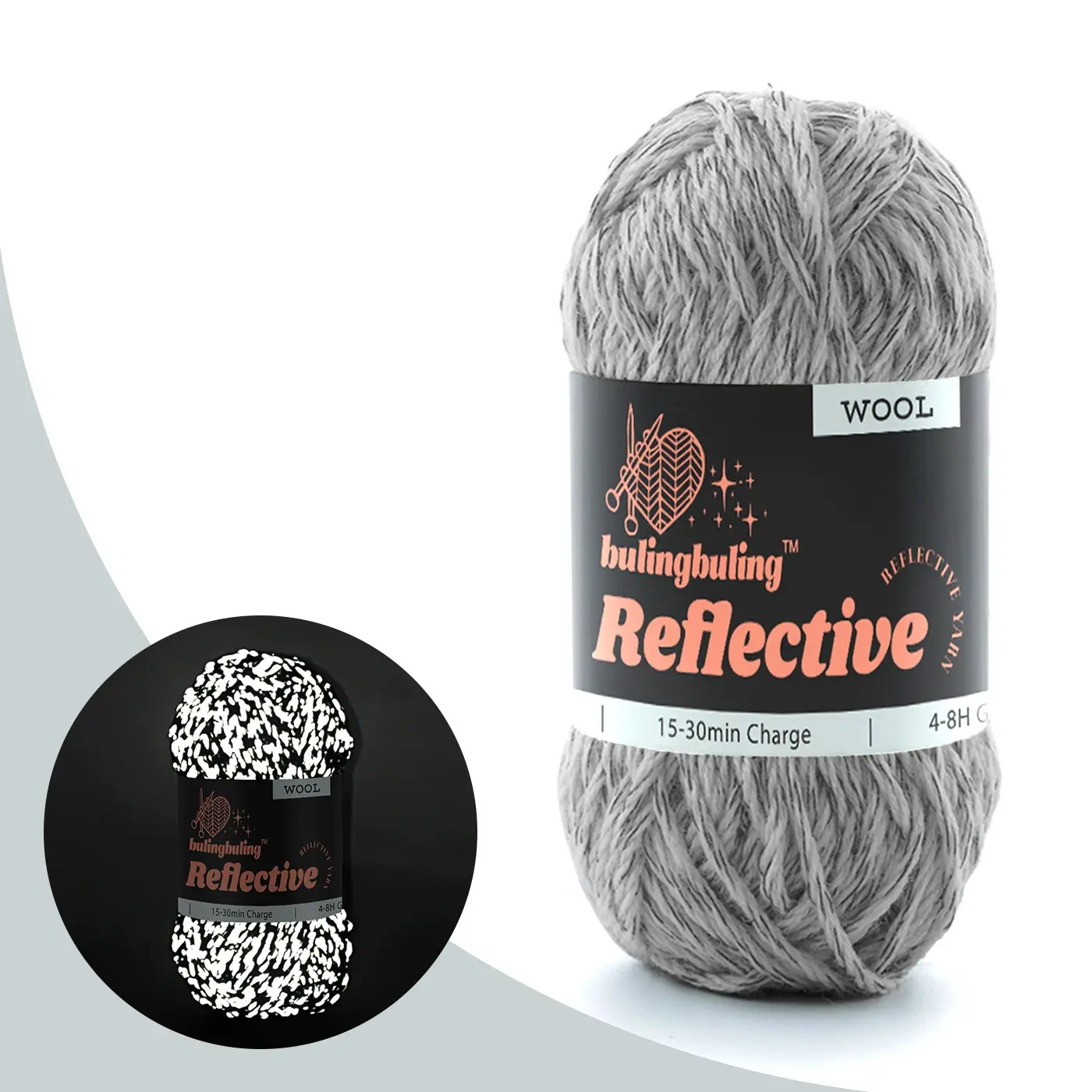 Reflective Wool Yarn (2 Skeins), Multi-Color Options, 1.76 Oz, 70 Yards, Ideal for Christmas Hats, Holiday Socks, Nighttime Craft Projects