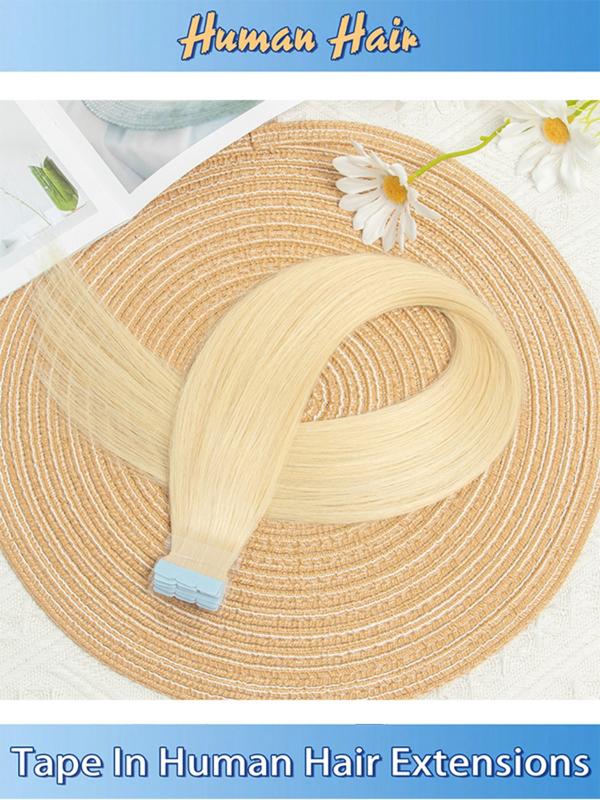 Mini Hair Extensions Human Hair Invisible Tape, Women's Hairpiece, 10 Pieces Per Pack, Easy to Use, Natural Look