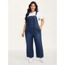 Plus Size Denim Overalls For Women [M-6X] - Loose Fit Casual Jumpsuit With Adjustable Straps, Pockets, Comfy Curvy Everyday Outfit, Fabric, Fashion Apparel，SohoChic