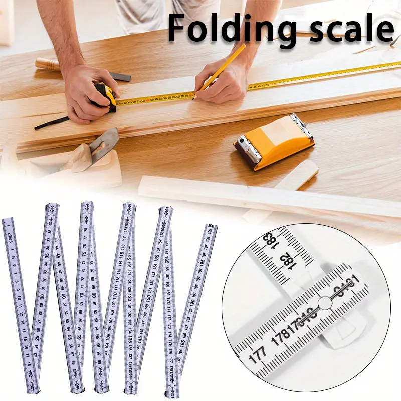 Multi-Function Folding Ruler, Compact Folding Measuring Stick, with Easy-Read Bold Graduations, for Home Renovation & Craftsmanship