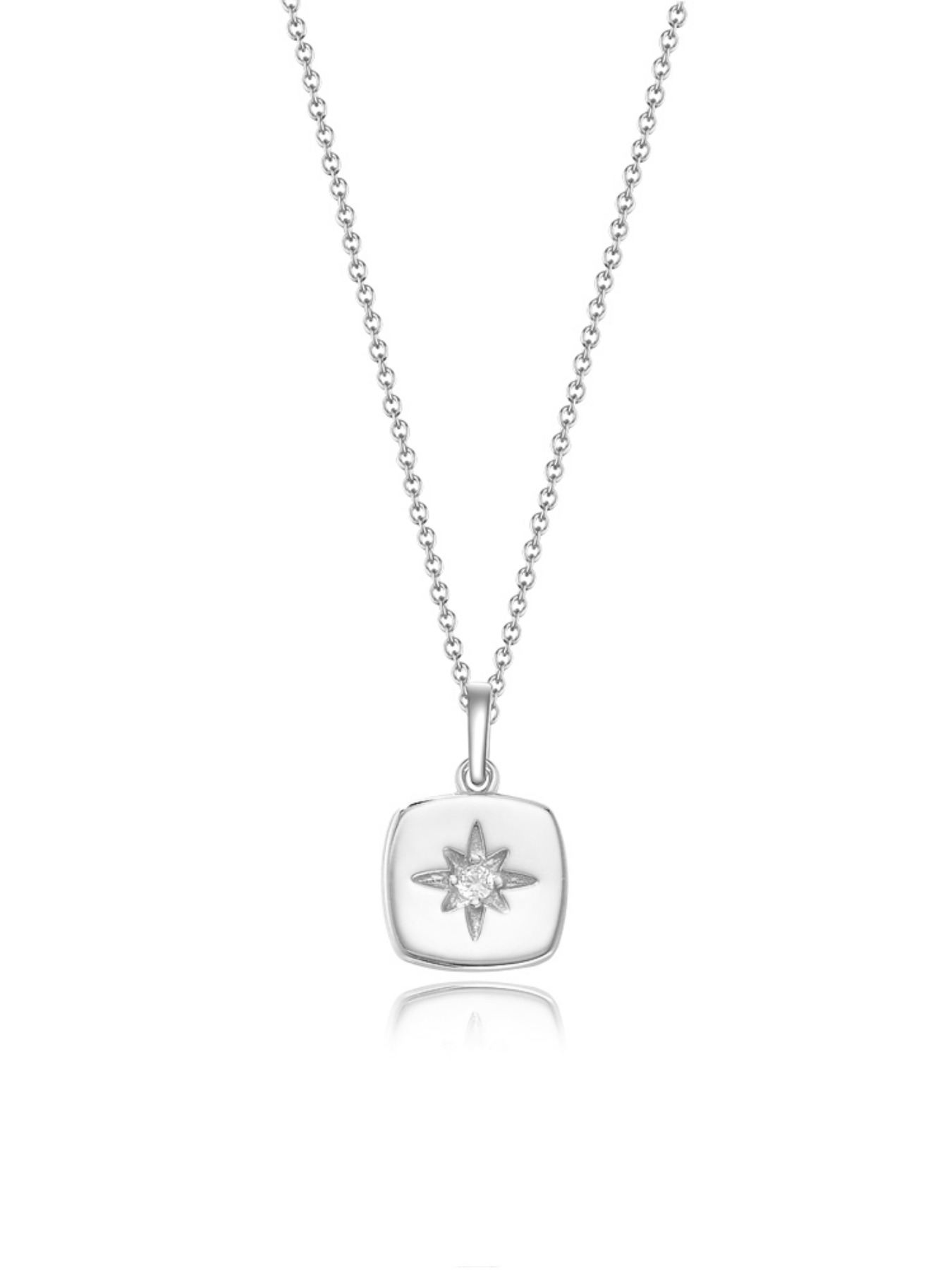 S925 Sterling Silver Star Design Pendant Necklace with Box, Artificial Zircon Decor Necklace for Women for Gift, Fashion Jewelry Accessories for Daily Wear