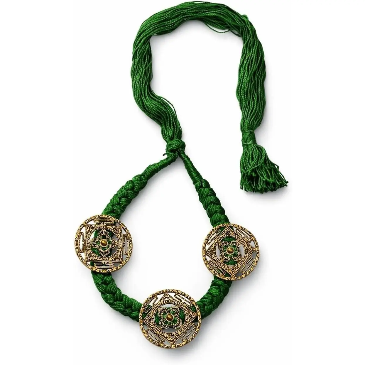 Handcrafted Mandala Thread Choker Necklace for Women – Antique Brass Statement , Adjustable Drawstring, Lightweight Boho