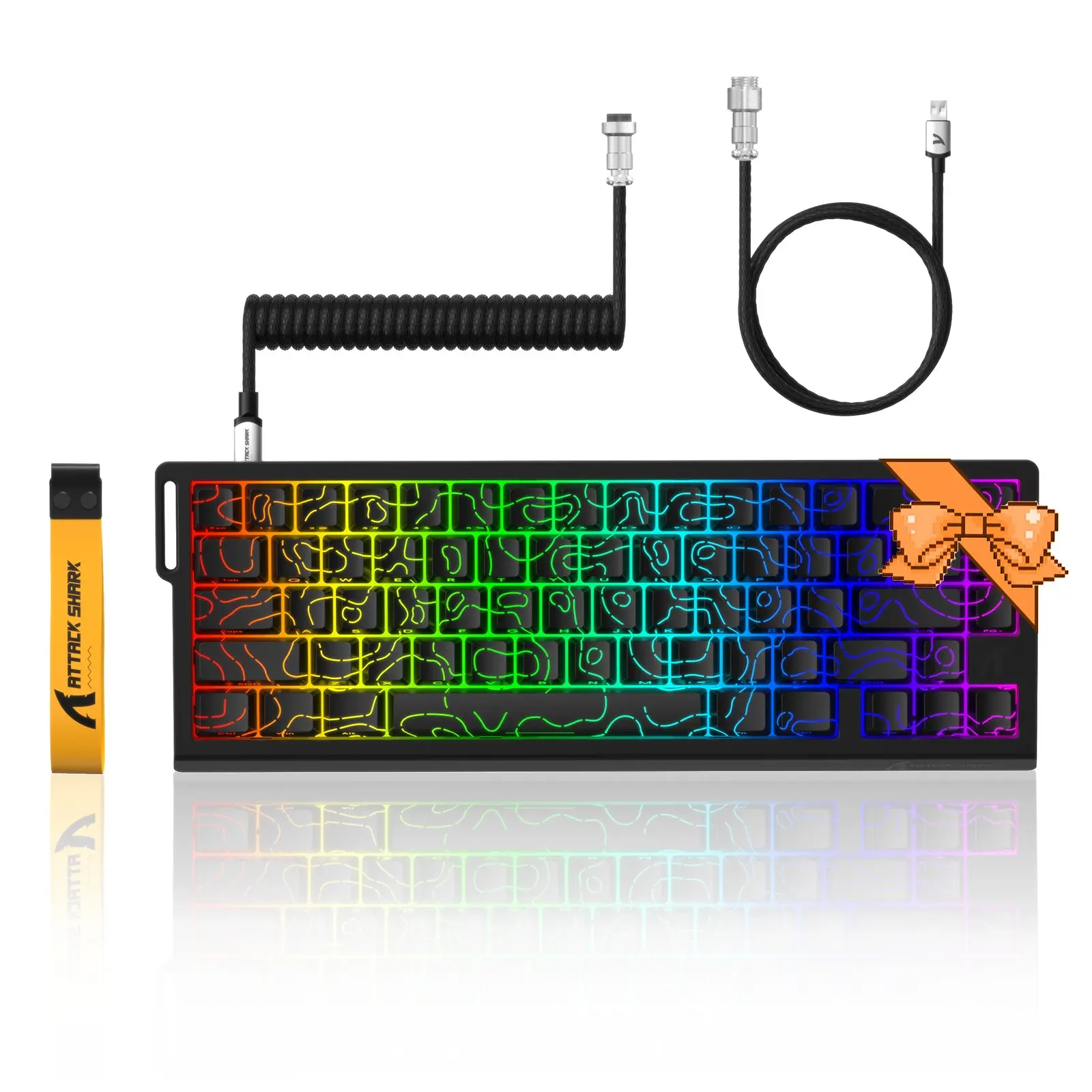 Attack Shark X68 He Magnetic Axis Gaming Keyboard, PC Gaming Keyboard, 8khz Refresh Rate, 0.01mm Fast Trigger, RGB Wired 60% Keyboard, Adjustable Trigger, Rapid Trigger Keyboard, Coiled Cable, Game Keyboard, Rgb Keyboards, Gaming PC Accessories