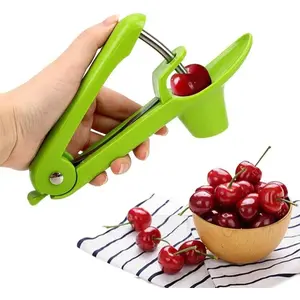 Heavy-Duty Cherry & Olive Pitter Corer Tool (Green) - TikTok Viral Steel Silicone Reusable Kitchen Utensil, Ideal for Halloween Decoration