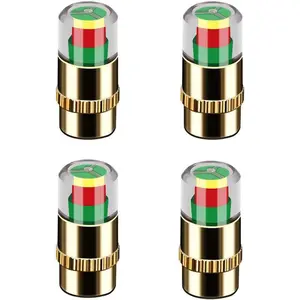4PCS Car Tire Pressure Monitor Valve Stem Caps Sensor Indicator 3 Color Eye Alert Easy-to-Read Pressure Monitor Tire Valve Stem Caps