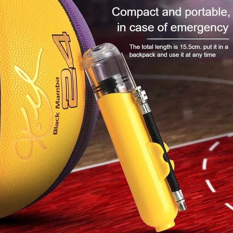 Mini Air Pump with Needle & Nozzle, Portable Double Action Quick Inflation Pump for Basketball, Balloons & All Sports Equipment