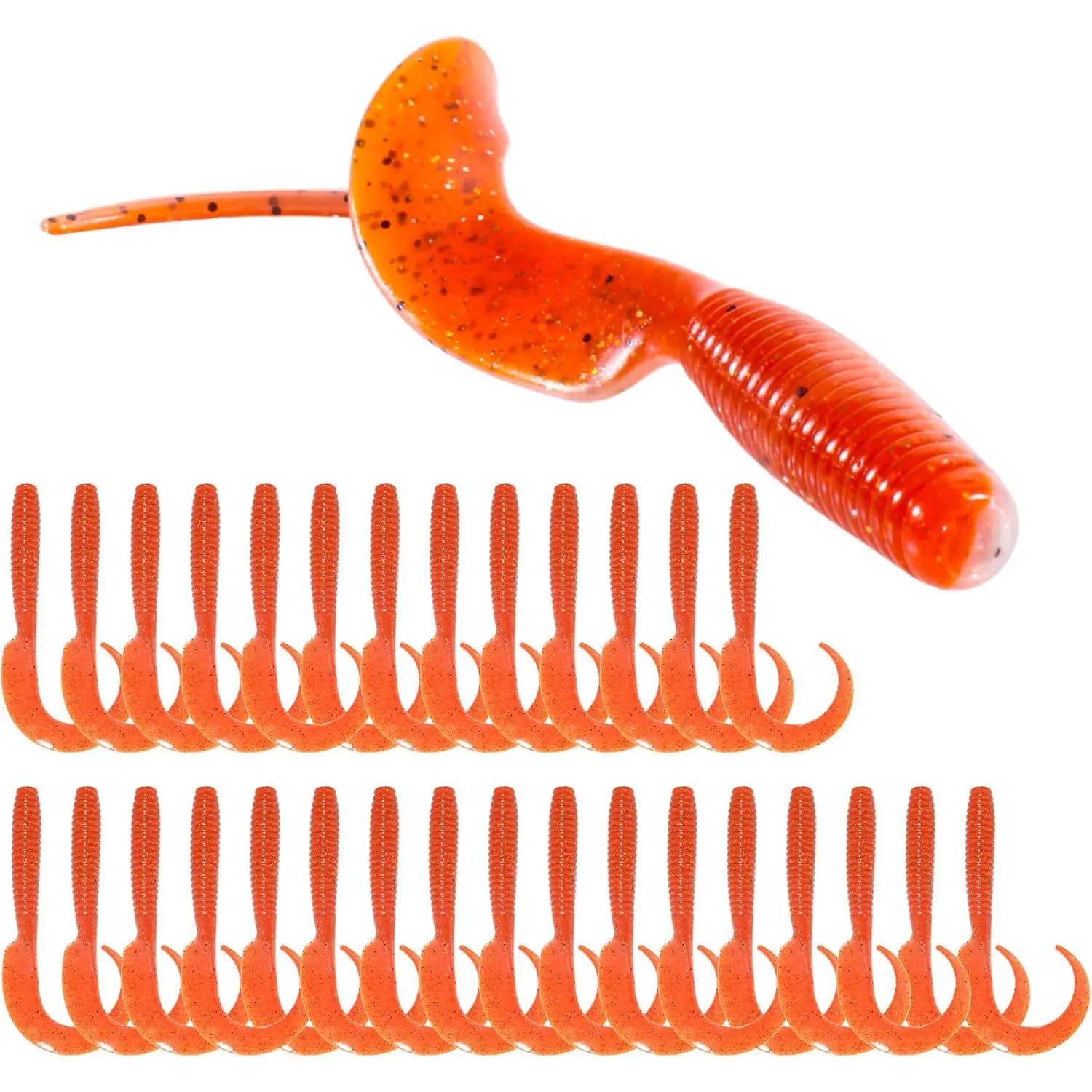 Curly Style Tail Worms Fishing Lures – Realistic Wavy Tail Soft  Grub Swimbaits for Saltwater & Freshwater Fishing,  in 4 Inch & 6 Inch,  for Bass, Trout, Crappie, &