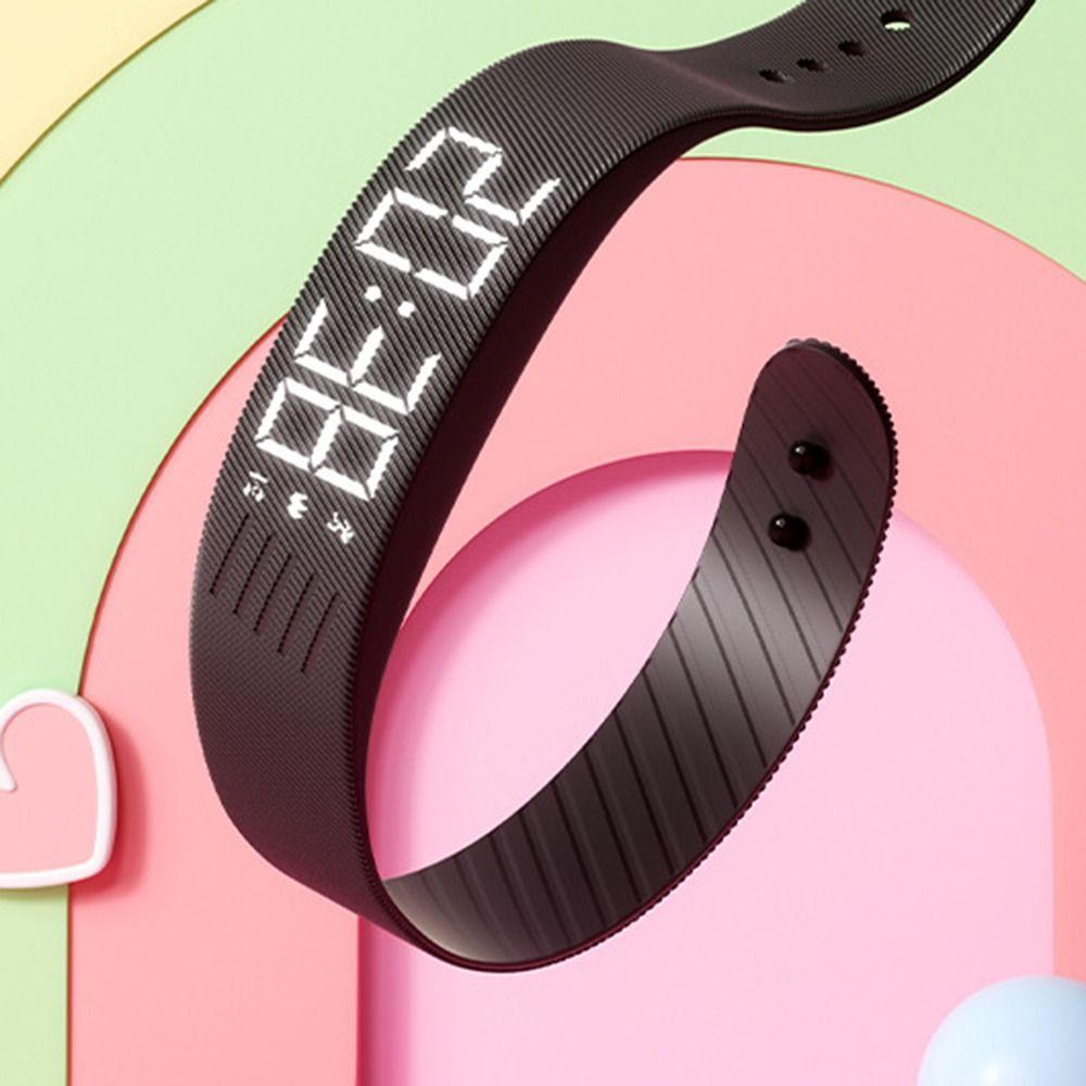 LED Digital Alarm Clock Watch Waterproof Snooze-proof Alarm Bracelet Adjustable with Running Pedometer Fitness Wristbands