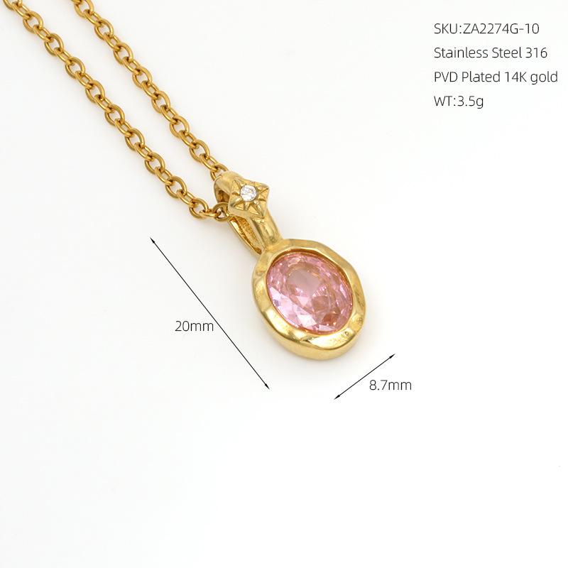 VEVE Twelve Birthstone Necklace For Women 12 Colors Zircon Pendant 316 Ornaments Women's Necklace