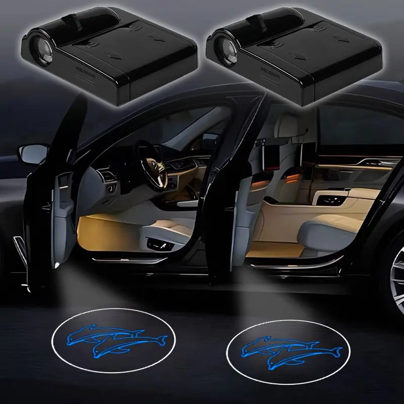 2pcs Car Door Dolphin Pattern Light, Welcome Lamp Laser Light, Universal Wireless Projector, Car LED Ambient Decoration Light