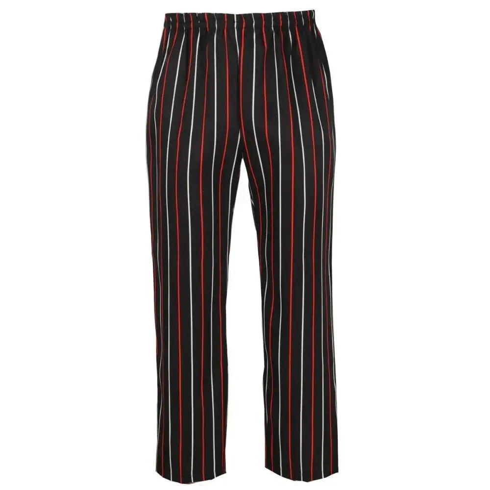 Elastic Waist Black White Zebra Striped Chef Work Pants Breathable  Unisex Kitchen Restaurant Uniform for Cooks