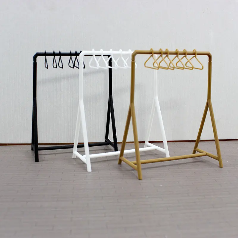 1Set Miniature Clothes Rack, Mini Simulation Garment Organizer with Hangers, DIY Micro‑Landscape Ornament Accessories, Creative Crafts Art Decoration, Mini Model Decor Photography Props, Ideal Gift for Hobby Collection
