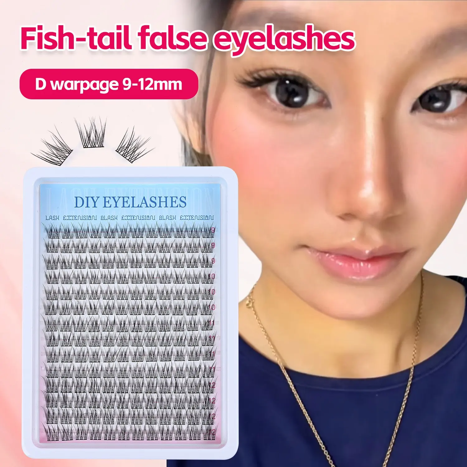 Large Capacity Fish Tail False Eyelashes, Natural DIY Segmental Single Cluster Stem, Daily Use Eye Lashes, Easy Application