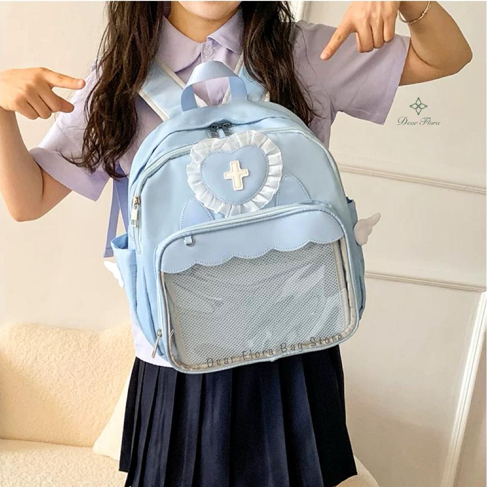 Y2K Cute Clear Ita Bag Women Lolita Backpack Kawaii Girl Shoulder Bag DIY Display Transparent Pocket Japanese Doll Tote Handbags