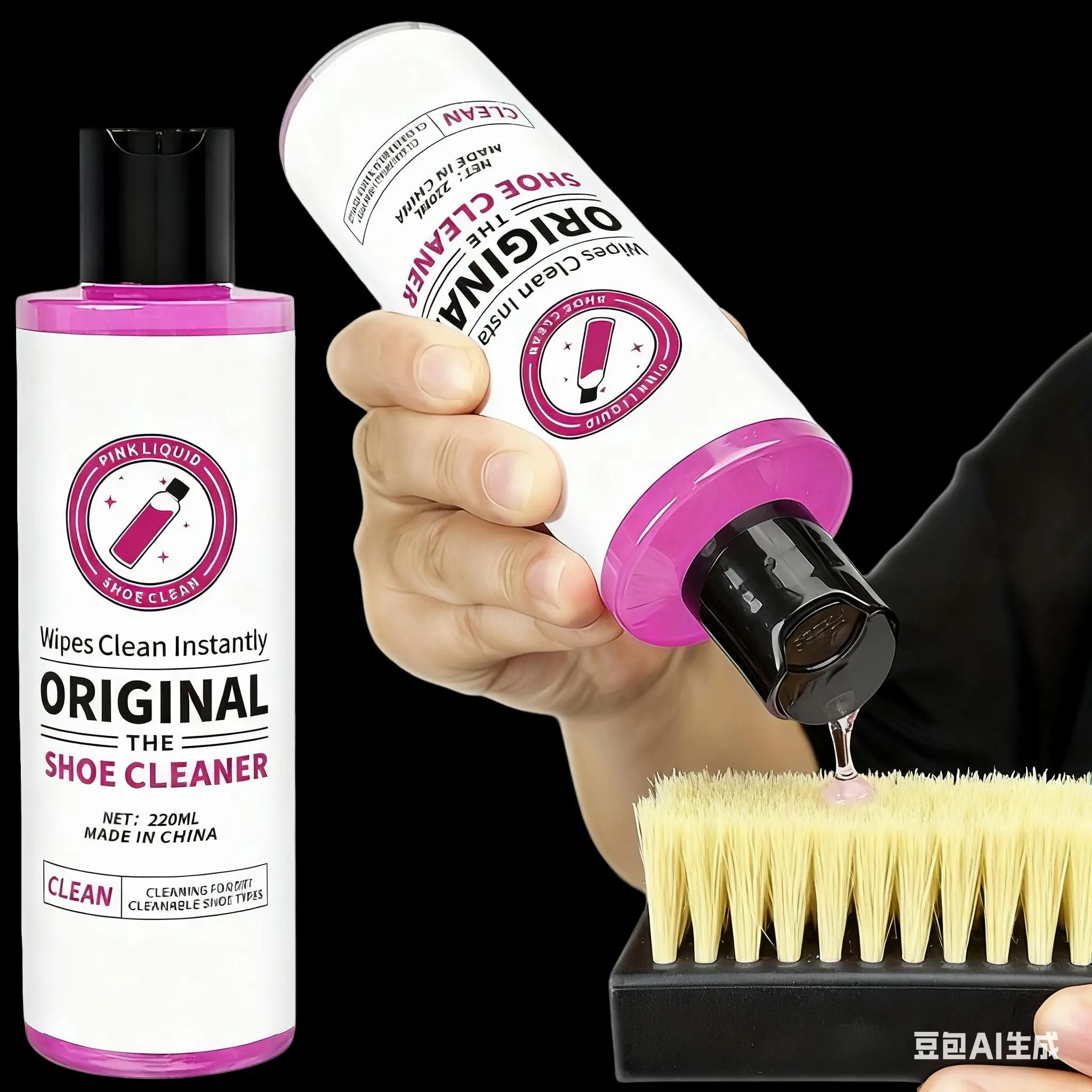 Shoe Cleaning Kit, Two-Piece Set, Deep Clean Solution & Durable Brush, Shoe Care for Midsole, Full Grain Leather, Rubber, Plastic