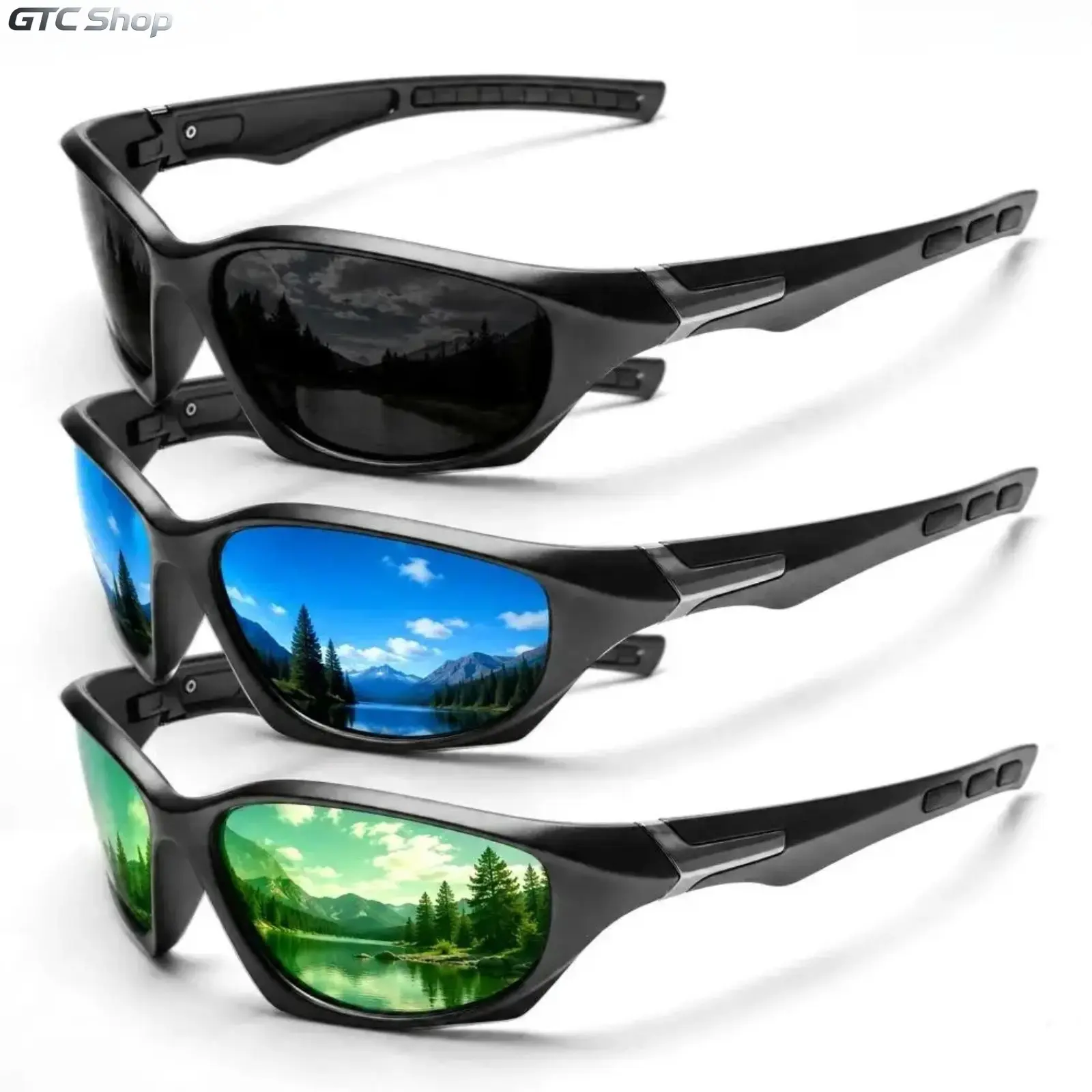 Wrap Around Polarized Sports Sunglasses, UV400 Windproof Mirrored Lenses, Unisex Lightweight Outdoor Shades, Protective Eyewear for Cycling, Running, Fishing, Driving & Hiking