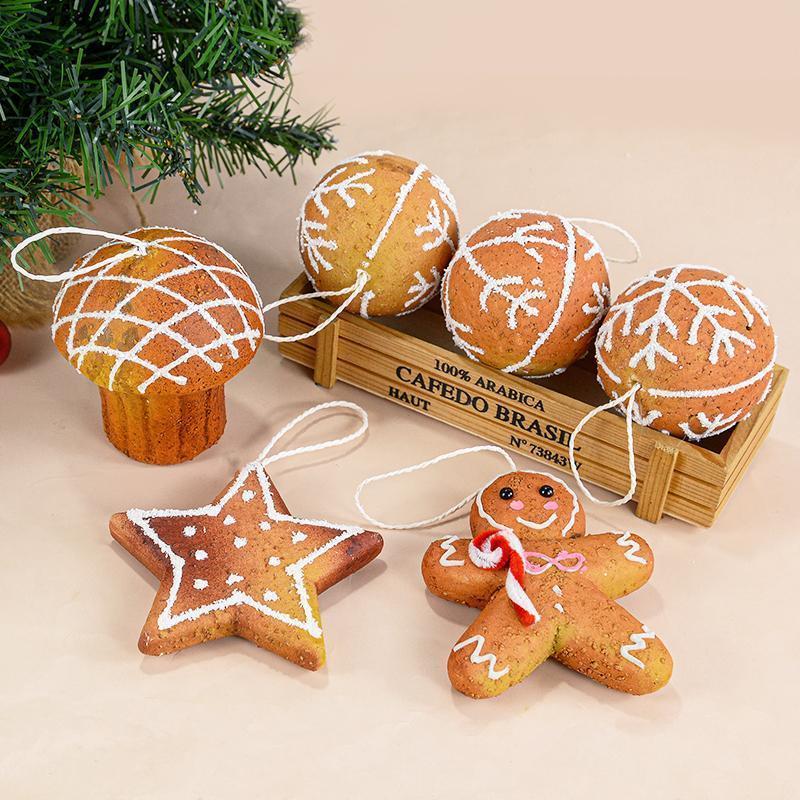 1/6Pcs Christmas Tree Hanging Ornaments Foam Ball Snowflake Gingerbread Man Pendant Christmas Decorations For Home New Year 2025
