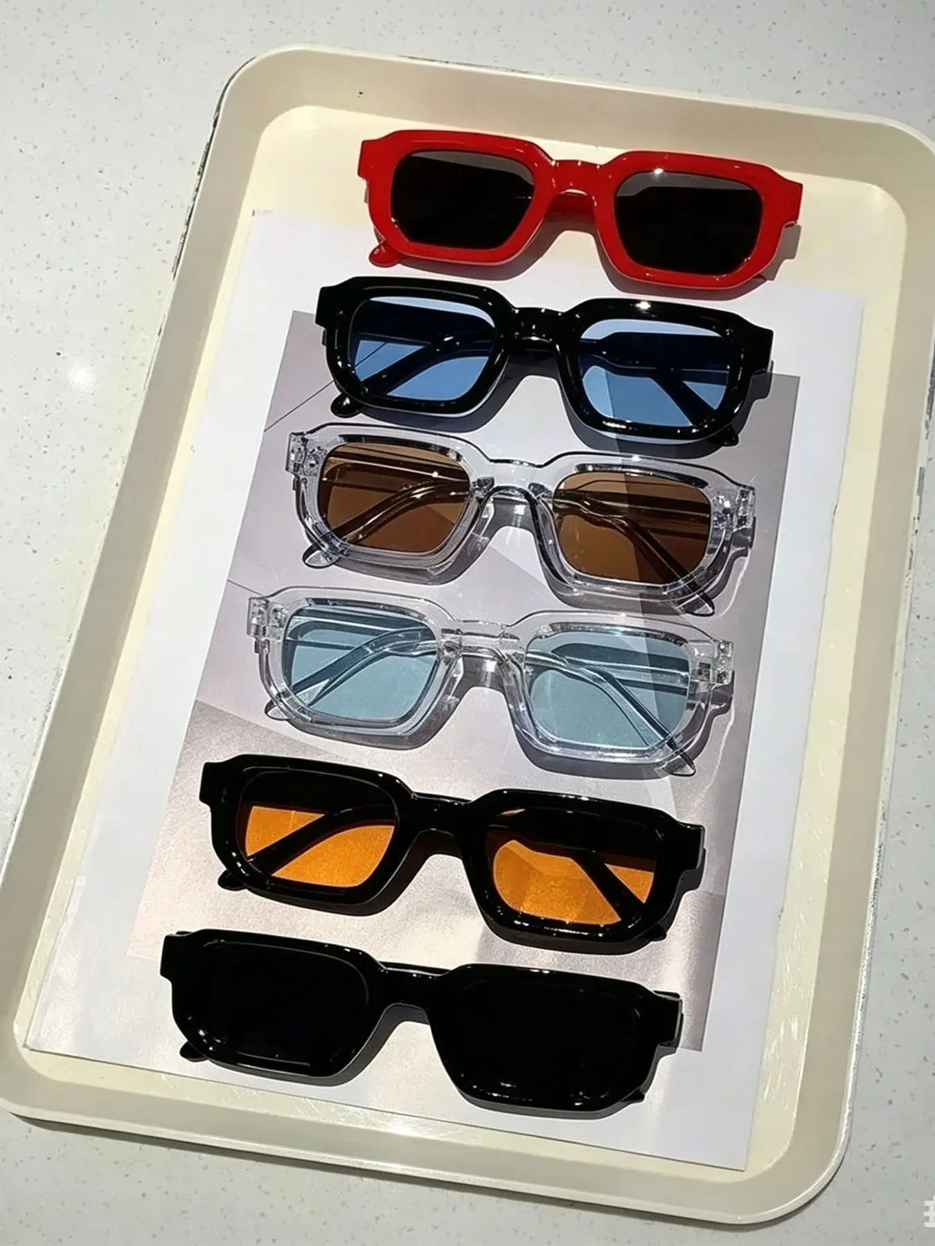 6 Pcs Retro Rectangular Sunglasses for Men and Women, Classic Luxury Design, Daily Wear, Travel, Sun Protection, Party Glasses, Square Frame Sunglasses
