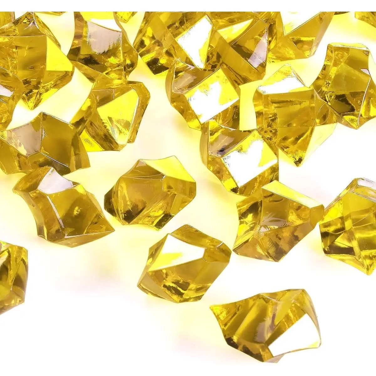 Gold Acrylic Crushed Ice Rocks, 150PCS Fake Crystal Ice Cubes | 20mm, 3/4 inch Diamonds Gems for Vase Fillers, Home Decoration, Fish Tank Decor, Table Scatter, Wedding, DIY Arts & CraftsGift