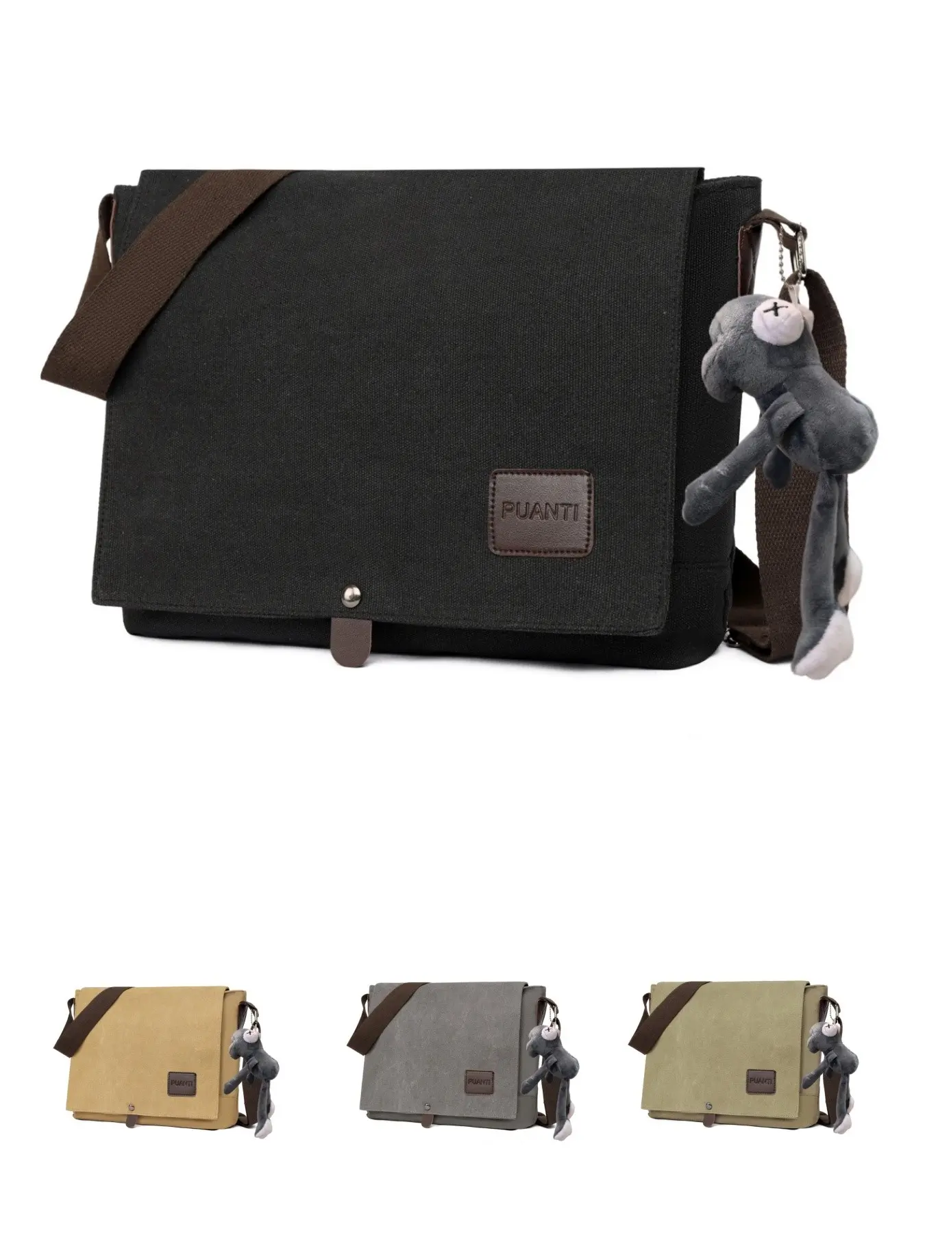 2026 New Frog Charm Large Capacity Men's Daily Commute Crossbody Bag, Casual Plain Design, All Seasons Messenger Bag