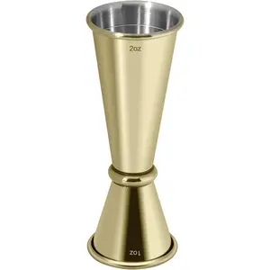 Stainless Steel Double Sided Cocktail Jiggers, 1 OZ 2 OZ Dual Measuring Cup for Bartending Bar Party Wine Cocktail Drink Shaker (Gold)