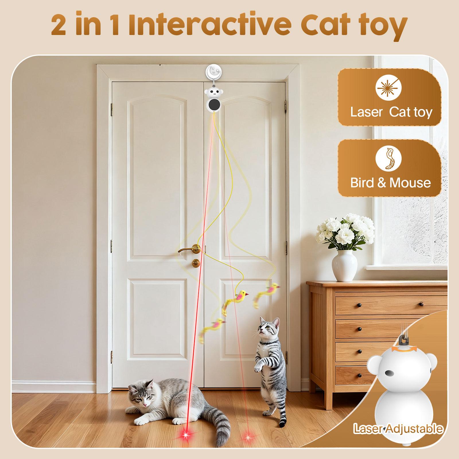 360 °   Cat Laser Interactive Toy Automatic Rotation Indoor Electric Bird Feather Magic Stick Toy with Automatic Continuous Entertainment