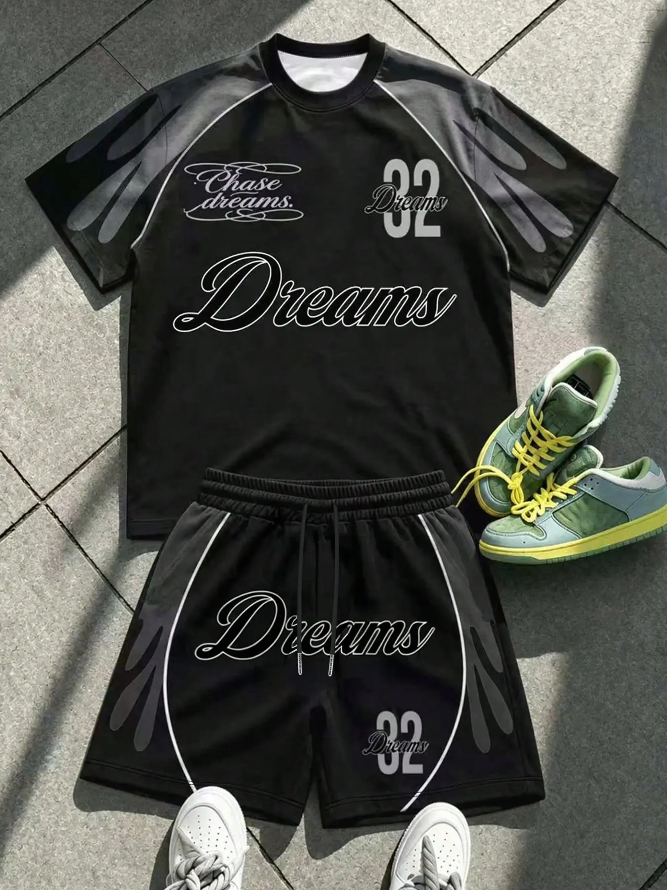 Aesthetic Streetwear Matching Set Clothes, Graphic Printed Shorts and Shirt 2 Piece Tracksuit, Trendy Summer Graphic Outfit for School Going Out Daily Wear