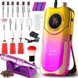 Portable Nail Drill Professional 35000 RPM, MOCOWIND Rechargeable Electric Nail File Machine E File for Acrylic Gel Polshing Removing, Cordless E-File with Bits Kit for Manicure Salon Homei