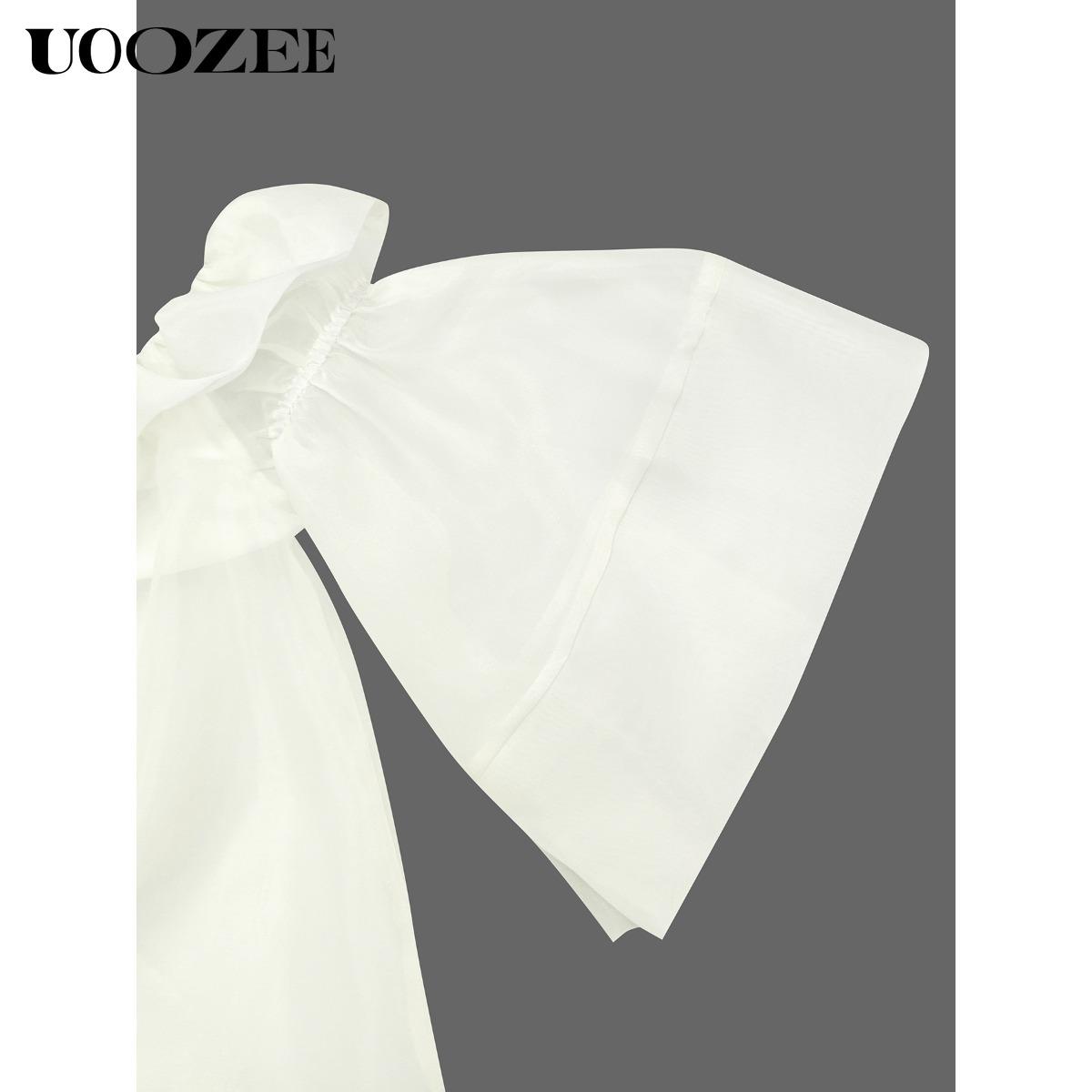 UOOZEE Women's White Off-Shoulder Mini Dress, Cascade Ruffle Sleeves High-Low Hem Pleated Party Dress New Stylish Flowy Dress(Sizing Runs Small - Check Size Guide or Order Larger) UOOZEE Women's White Off-Shoulder Mini Dress, Cascade Ruffle Sleeves High-Low Hem Pleated Party Dress New Stylish Flowy Dress(Sizing Runs Small - Check Size Guide or Order Larger)