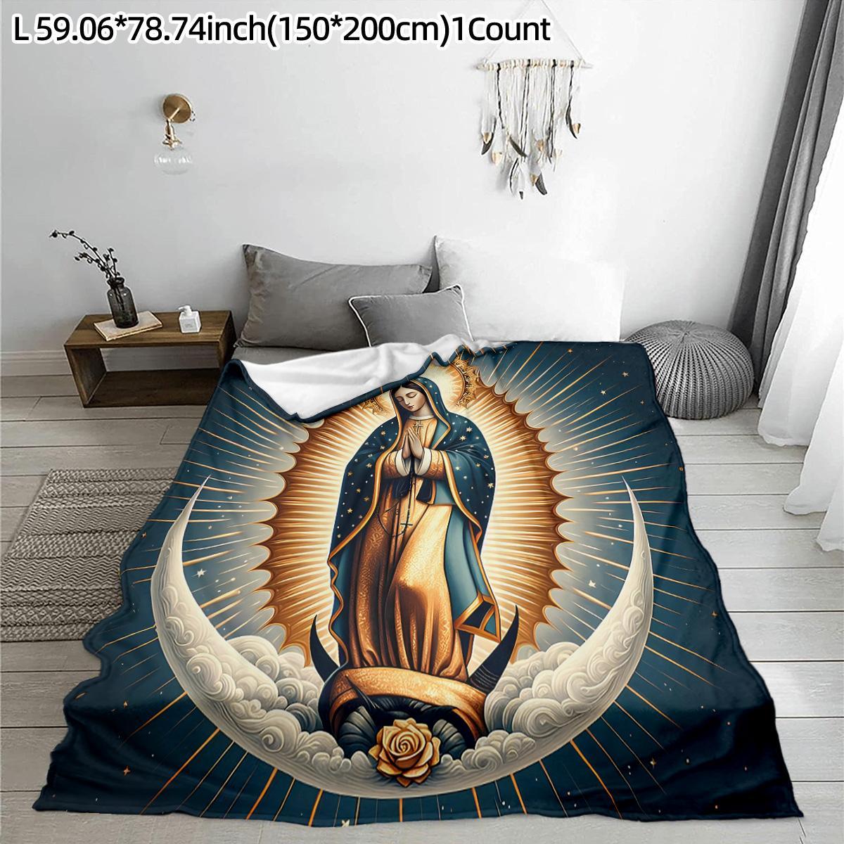 Virgin Mary Pattern Blanket, 1 Count Soft Warm Throw Blanket, Air-conditioned Room Blanket, Warm Nap Blanket for Home Office Camping Travel, Inspirational Blanket