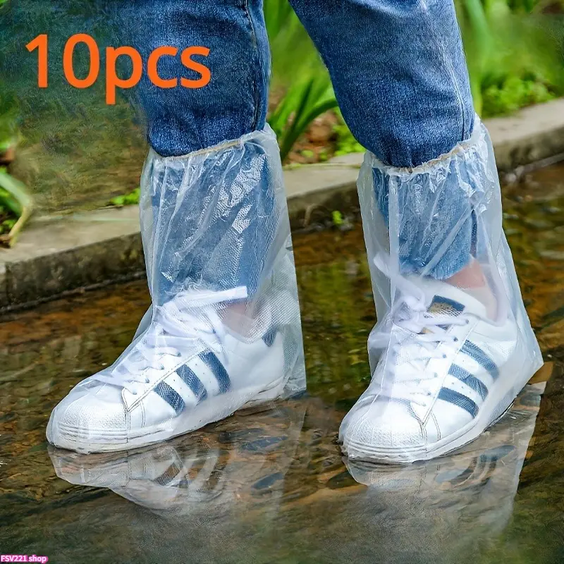 Polyester Transparent Sand-Proof Shoe Covers - 10 Pcs/Bagged, Outdoor-Use for Clean & Rainy Days (Fashion Accessories Set)