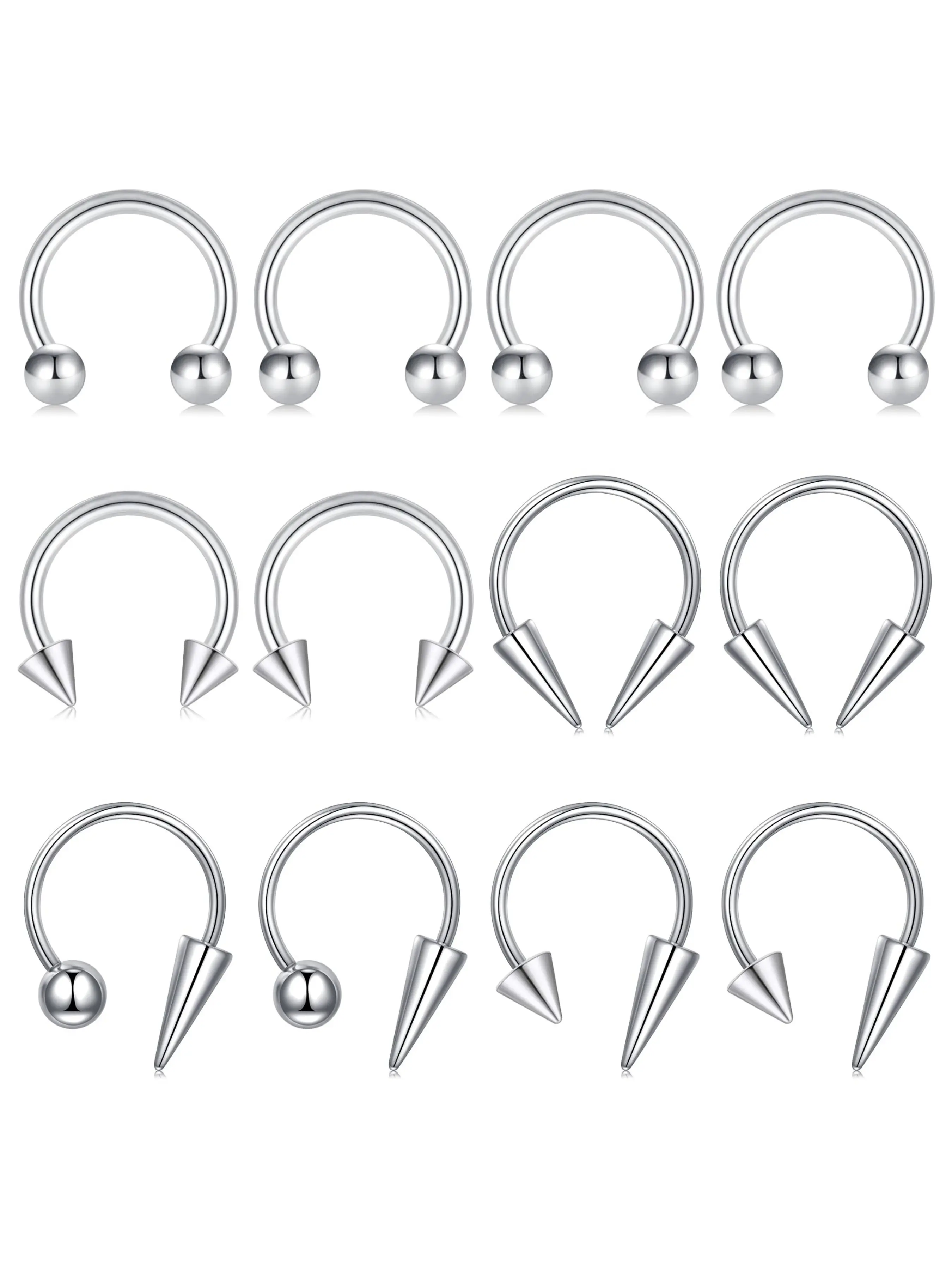 16g Lip Rings Horseshoe Labret Jewelry Lip Barbell Ring Spike Snake Bite Piercing Jewelry Tragus Helix Earrings Studs Medusa Piercing for Women Men