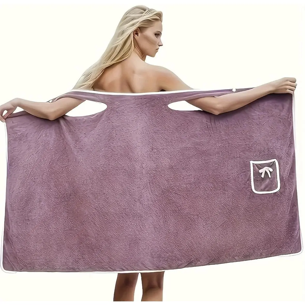Women's Coral Fleece Wearable Bath Towel - Durable, Water-Absorbent, Drip-Dry Wrap Skirt Alternative 1-Piece Bathrobe for Beach, Sauna (Home Bathroom Towel Supply)