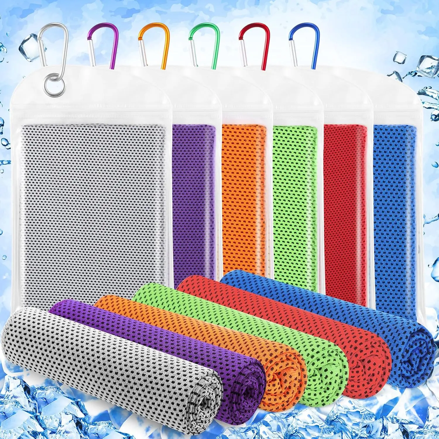6 Pack Cooling Towel 40" X 12", Cool  Wrap,Bright Color | Cooling Rag for  and , Ice Breathable Chilly Towels, Portable Bag, Quick Cooling for Hot Weather