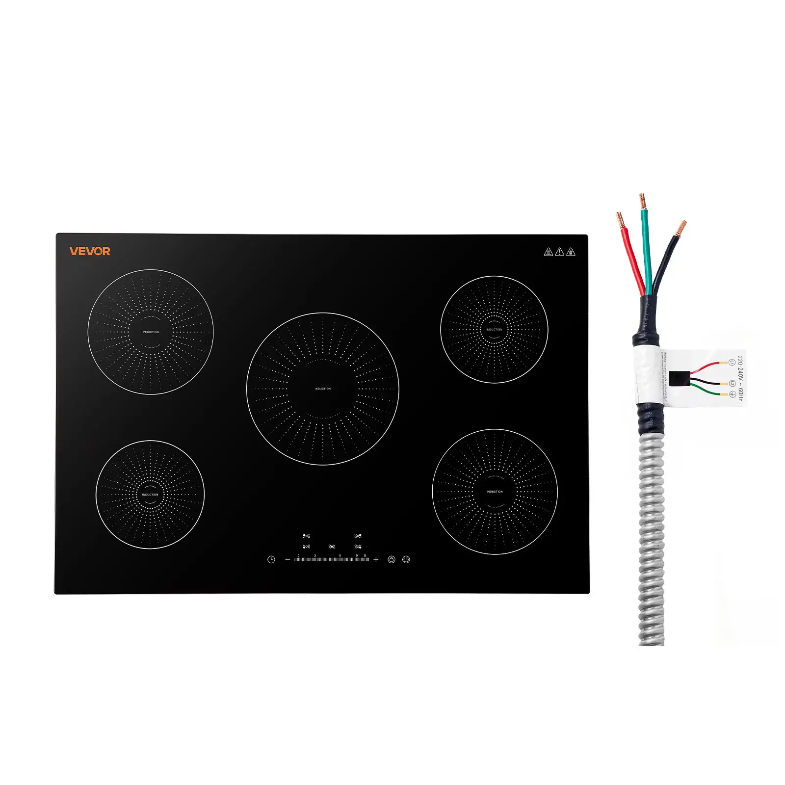 VEVOR 30in Built-in Induction Cooktop, 5-Burner 220V 9200W Electric Built-in Stove, 9 Power Levels, LED Touch Screen, Ceramic Glass Surface, Child Lock