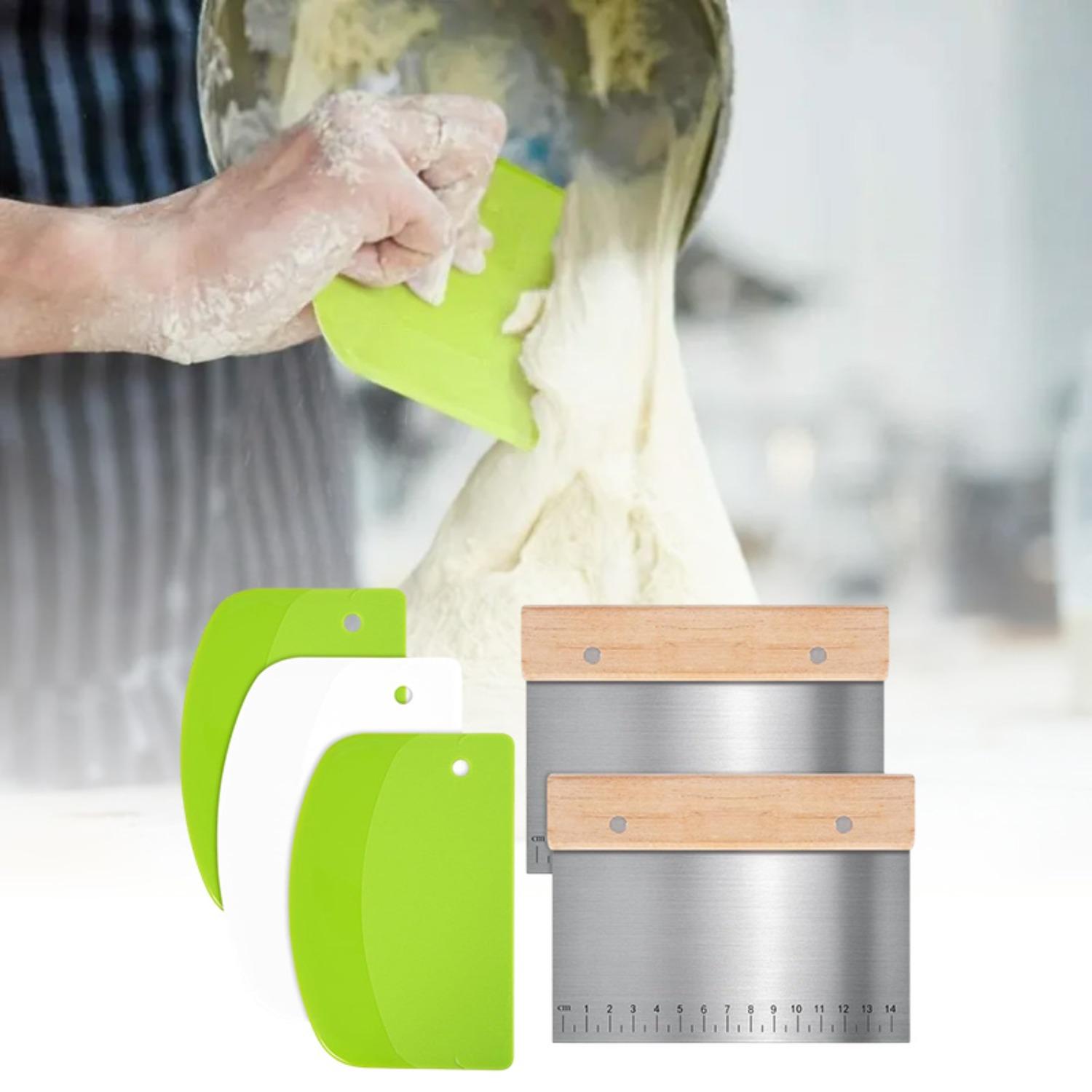 5 Pcs Bench Scraper, Bench scraper kitchen 2 Pcs Stainless Steel Dough Scraper with Wood Handle and 3 Pcs PP Food Scraper with Hanging Hole, Multipurpose Bread Dough Cutter for Baking 5 Pcs Bench Scraper, Bench scraper kitchen 2 Pcs Stainless Steel Dough Scraper with Wood Handle and 3 Pcs PP Food Scraper with Hanging Hole, Multipurpose Bread Dough Cutter for Baking