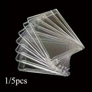 Magnetic Card Block, 5 Counts/1 Count Clear Acrylic Business Card Holder, Removable Protective Sleeve for Office School Dormitory, Office Accessories