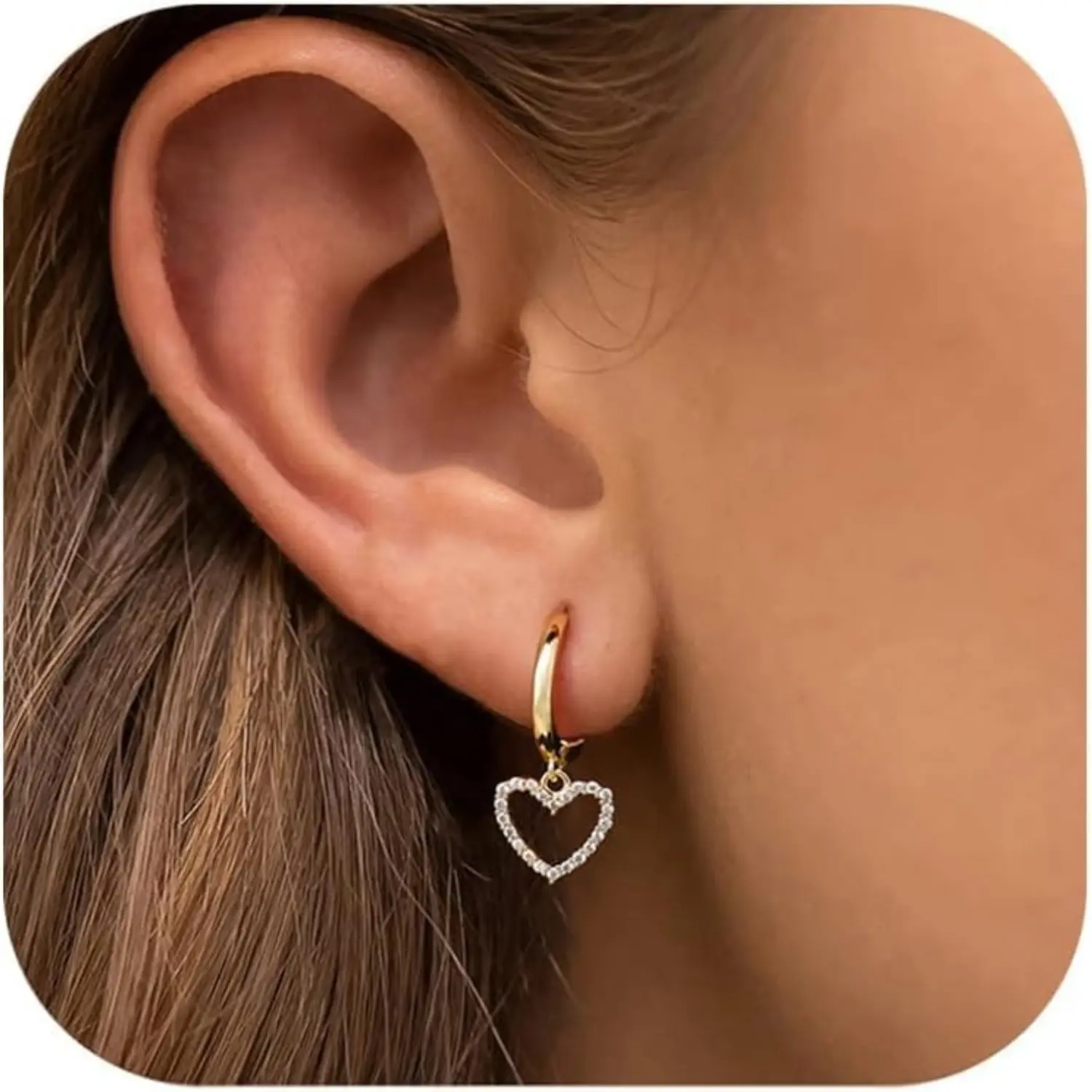 FIASASO 14K Plated Gold Hoop Earrings with Charms for Women Huggie Hoops | Hypoallergenic 925 Sterling Silver Post Dangle Earrings Small Silver Gold Hoops Earring Cubic Zirconia Dangle Drop Jewelry