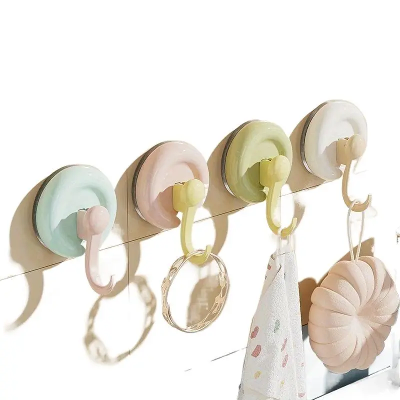 4 Pcs Mixed Color New Dopamine Suction Hooks, Adhesive Wall Mount Clothes Hangers, Bathroom Towel Holders, No Trace