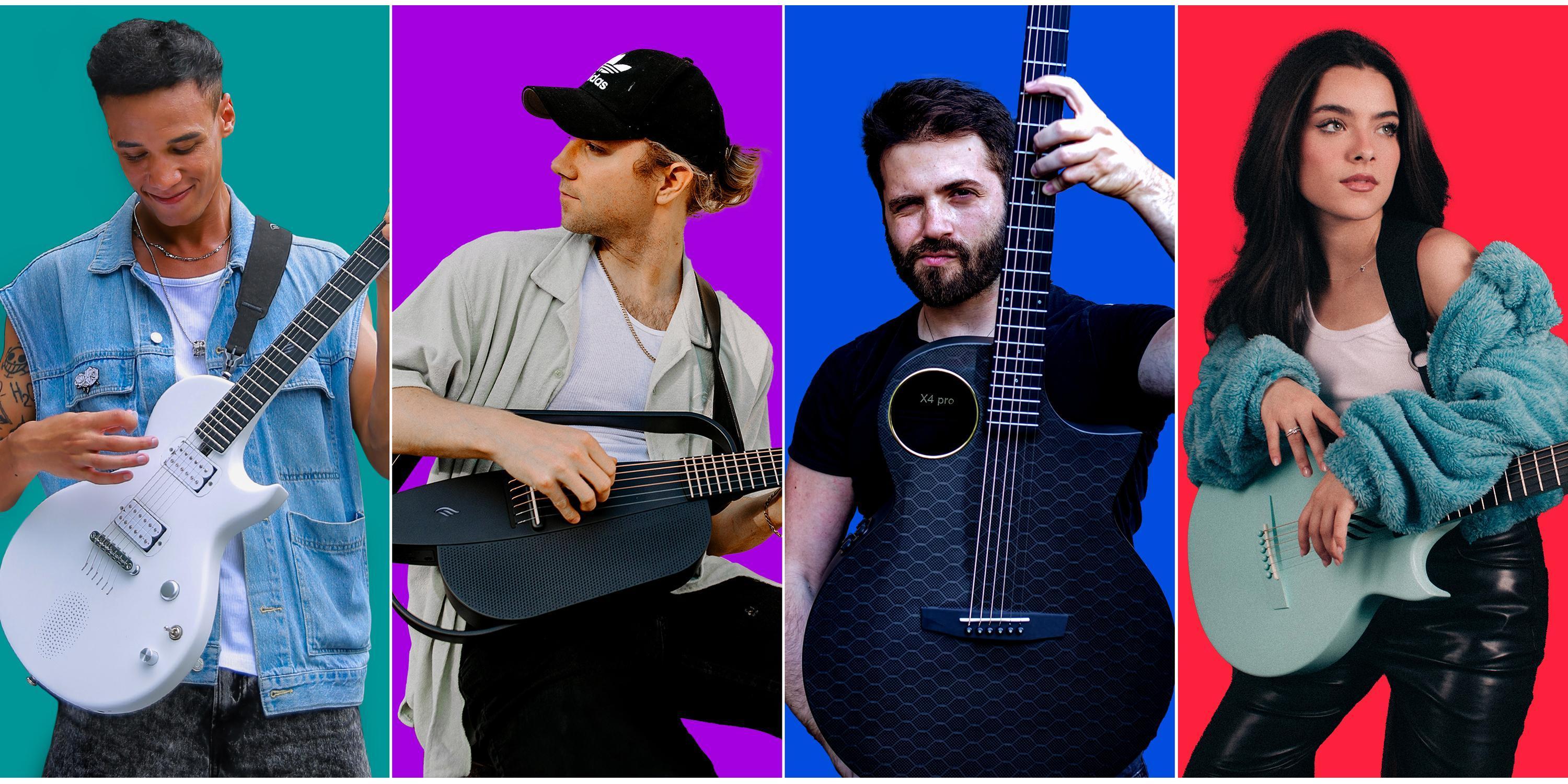 【Enya NOVA GO SP1 】 Carbon Fiber Travel Guitar 35" Acoustic Electric with Smart AcousticPlus Technology Built-in Effects USB Recording Bluetooth Speaker Beginner Bundle Gig Bag Accessories guitar for beginners