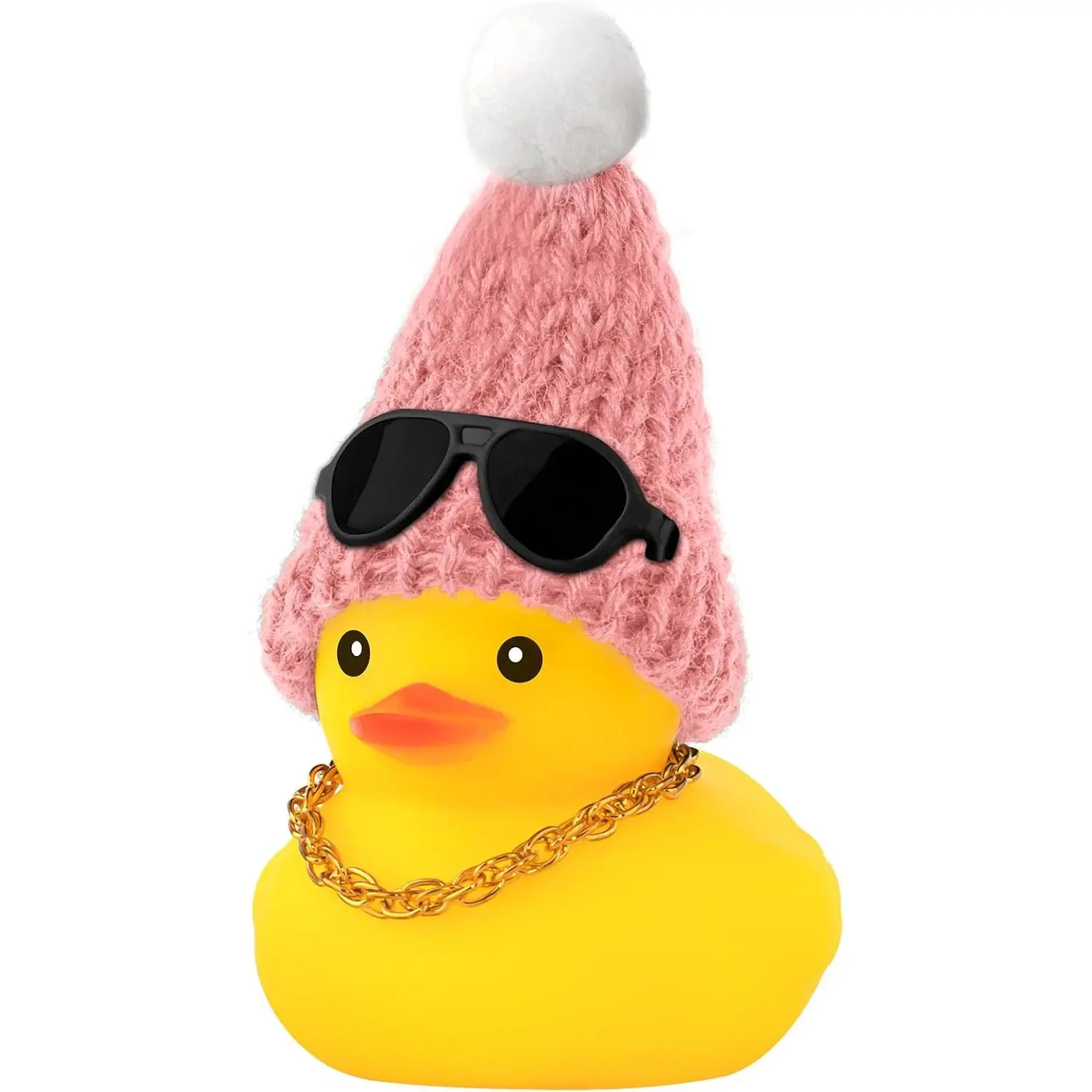 Rubber Duck  Ornaments Duck  Dashboard Decorations with Fashion Knit Hat Duck for  Dashboard Decoration Accessories.