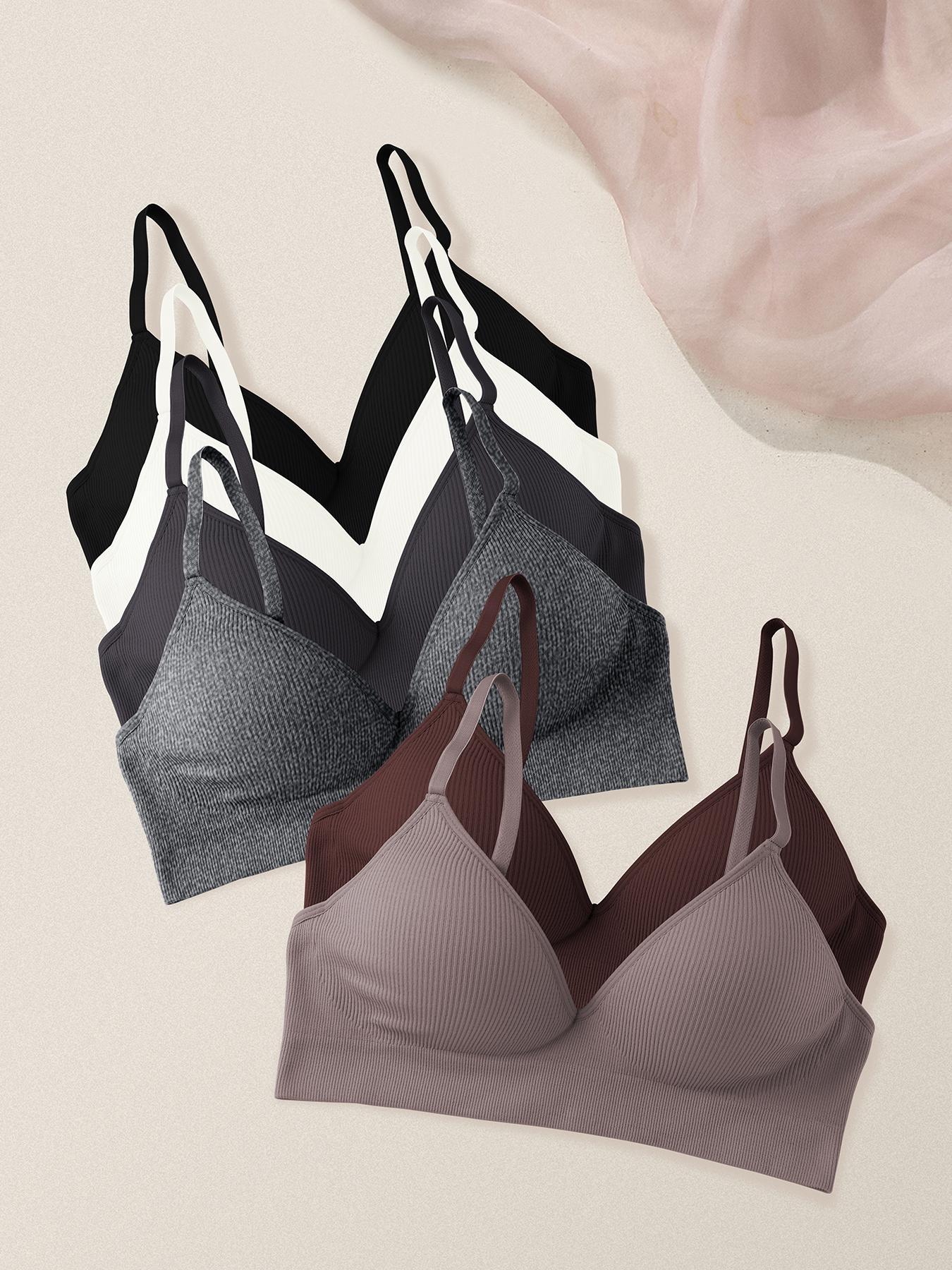 Women's Solid Wireless Bralette, Adjustable Strap Push Up Bra, Soft Comfortable Breathable Lingerie for Daily Wear, Breathable Comfy Bra