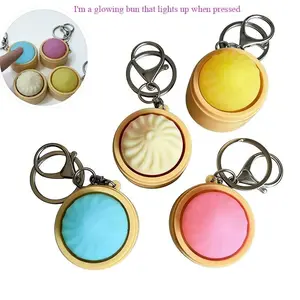 2026New LED decompression simulation creative Xiaolongbao key chain pendant bag decoration decompression vent toy
