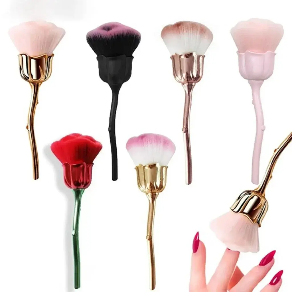 Rose Shape Soft Brush Nail Art Powder, Gel Polish Cleaner, Manicure Tool Set, Diy Manicure, Nail Tools, Essential Beauty Supplies for Perfect Nails, Nail Care
