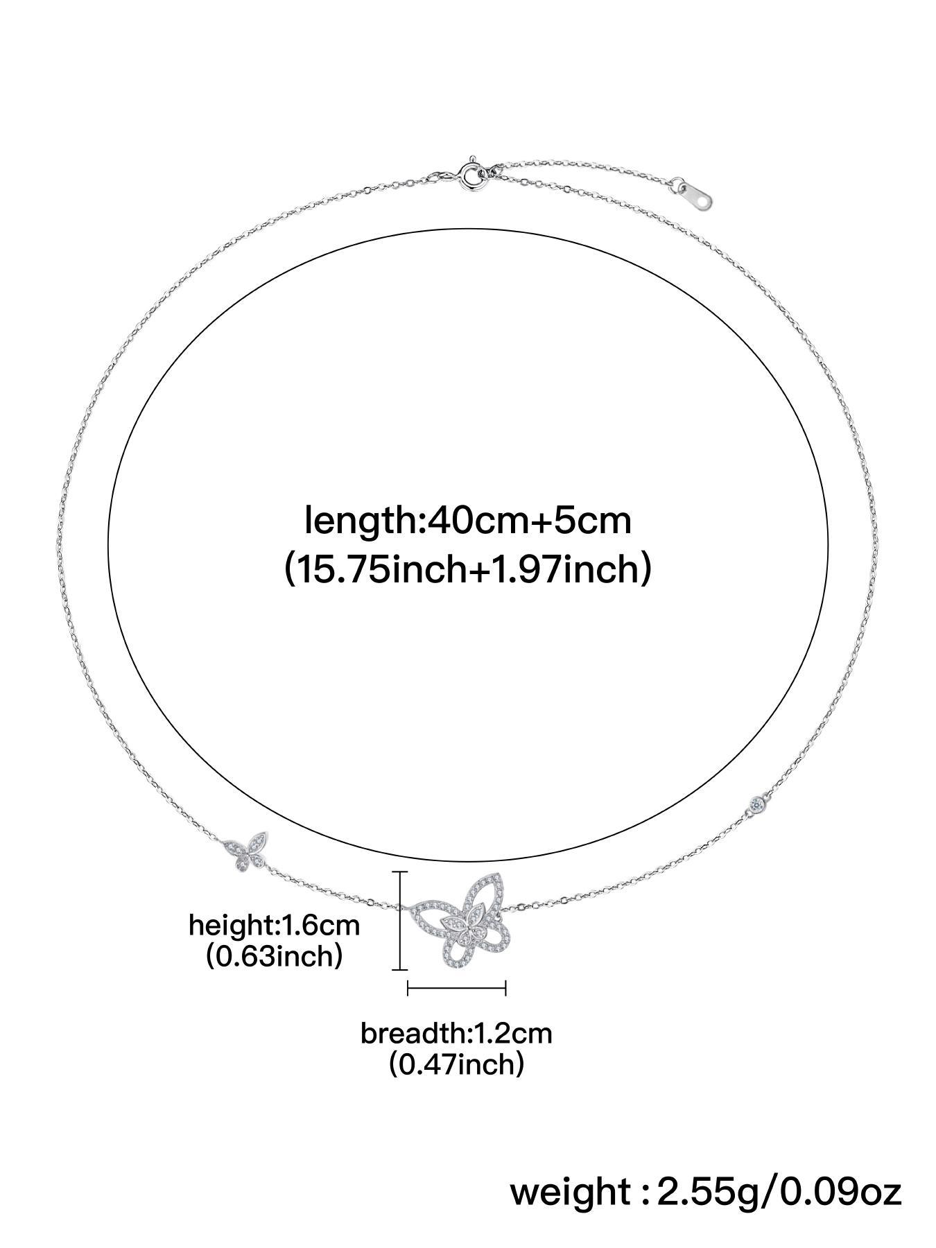 S925 Sterling Silver Butterfly Design Pendant Necklace, Artificial Zircon Decor Necklace for Women & Girls, Trendy All-match & Exquisite Jewelry for Birthday Gift, Valentine's Day, Gift