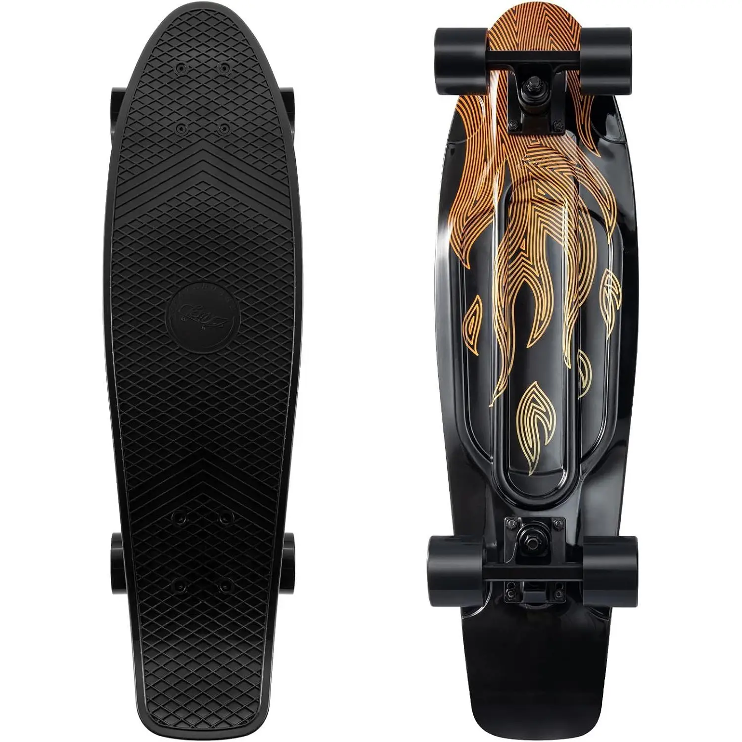 Classic Mini Cruiser Skateboard 22-27 in, Compact Plastic Deck for Kids, Adults & Beginners, Smooth Gliding Board for Commute Fun, Stable Glide, Quick Turns, 22" Classic Mini Cruiser, 22" X 6"
