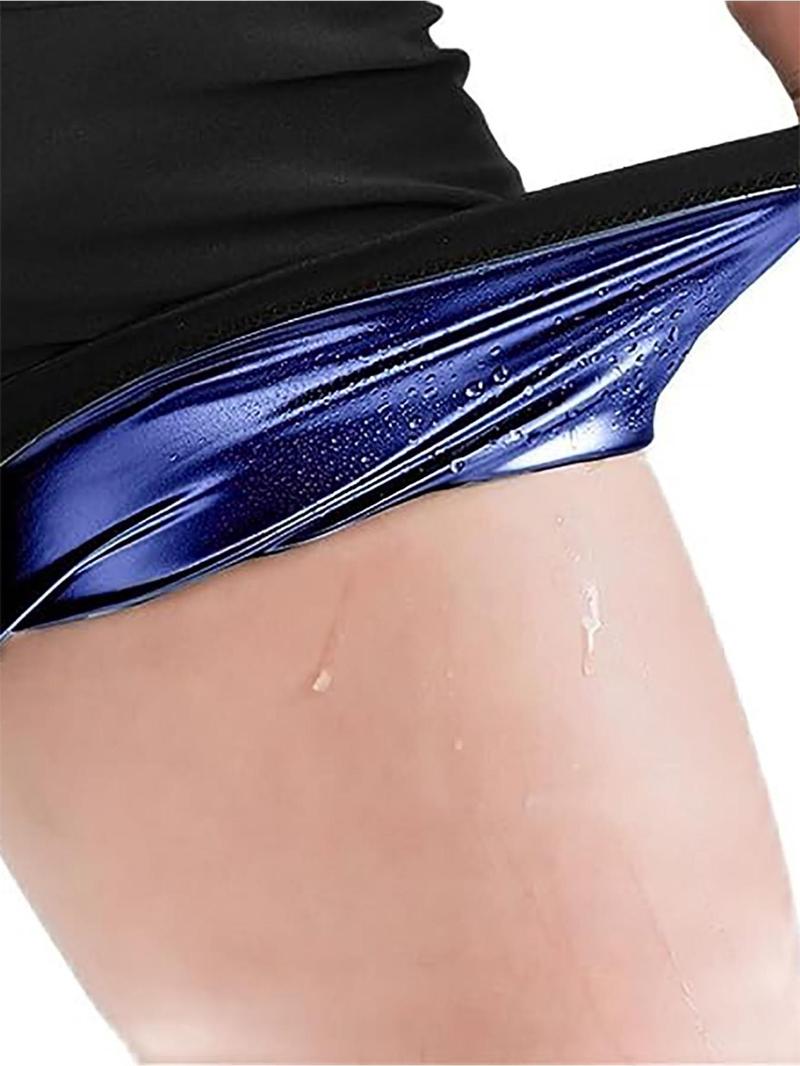 Women's Solid High Waist Sauna Shorts, Breathable Comfortable Tummy Control Hip Lift Sauna Shorts, Ladies Sportswear for Indoor Outdoor Wear, Waist Body Shaper