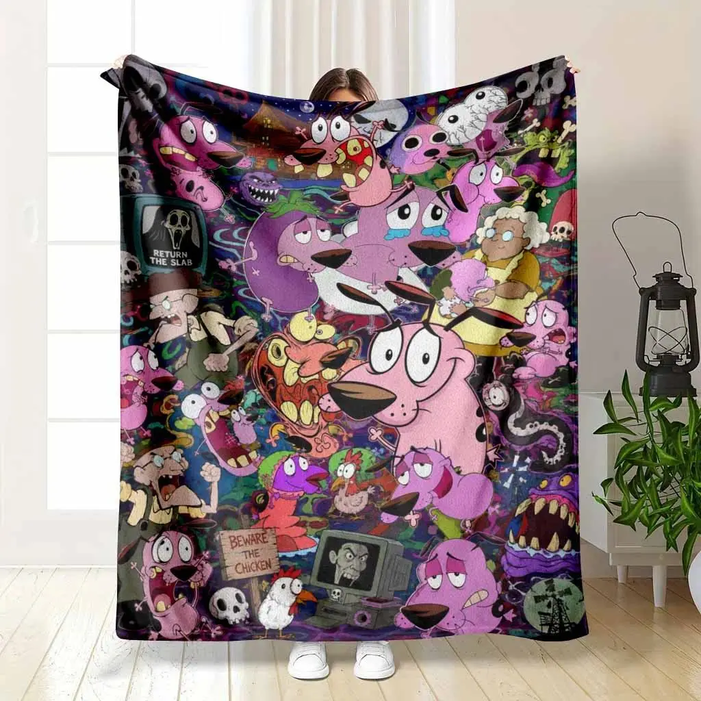 Surreal Pink Dog Flannel Throw Blanket, cooling blankets cooling blanket blankets quince bedding, Cartoon Mystery Night Collage Print Soft Warm Lightweight Plush Blanket Sofa Bed Dorm Office Travel Decor Halloween Party Gift For Dog Lovers