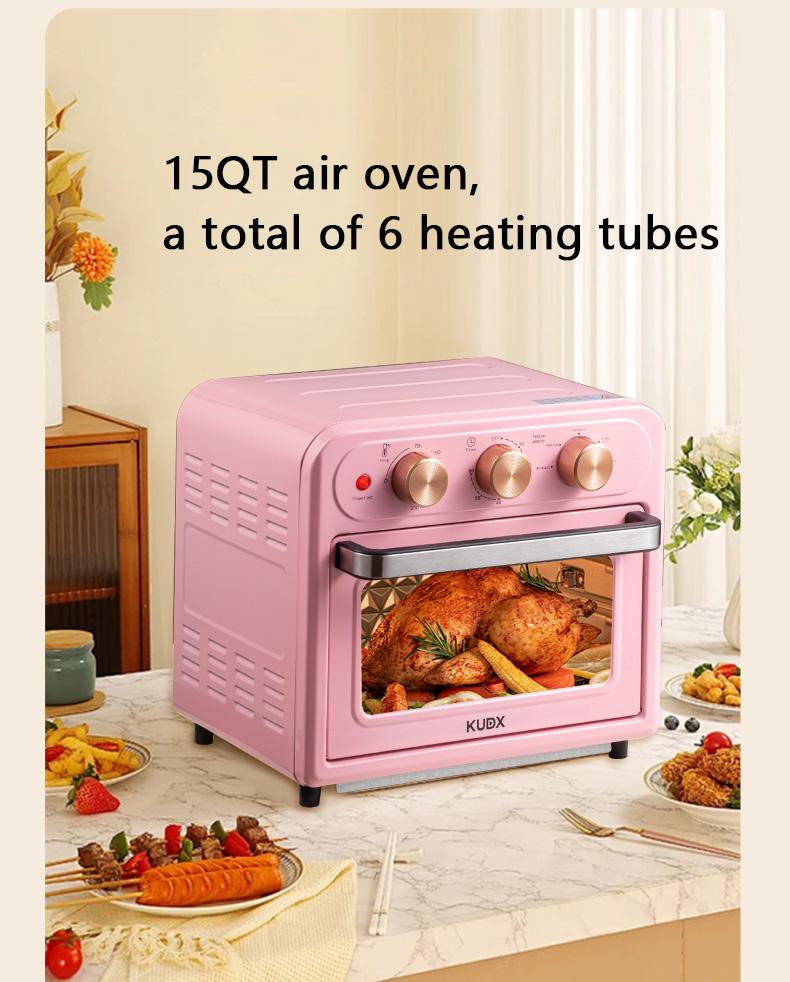 Baking enthusiasts are thrilled! Multifunctional Home Oven 15QT — Extra-large tabletop convection oven, air fryer bread unit, baking, reheating leftovers, no oil needed, stainless steel material, transparent observation window, healthy cooking, space-savi